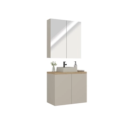 Conjunto de Banheiro Estilare Com Cuba CNJC4012 4 Portas Nude/Carvalho SE