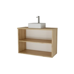 Conjunto de Banheiro Estilare Sem Cuba CNJ4033 4 Portas Carvalho/Branco SE