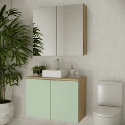 Conjunto de Banheiro Estilare Sem Cuba CNJ4033 4 Portas Carvalho/Verde SE
