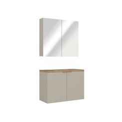 Conjunto de Banheiro Estilare Sem Cuba CNJ4033 4 Portas Nude/Carvalho SE