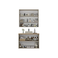 Conjunto de Banheiro Estilare Sem Cuba CNJ4033 4 Portas Nude/Carvalho SE