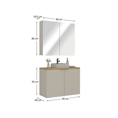 Conjunto de Banheiro Estilare Sem Cuba CNJ4033 4 Portas Nude/Carvalho SE