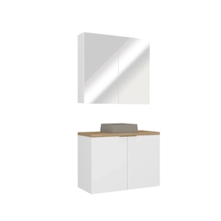Conjunto de Banheiro Estilare Com Cuba CNJC4033 4 Portas Branco/Carvalho SE