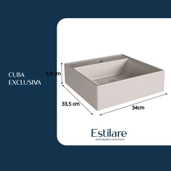 Conjunto de Banheiro Estilare Com Cuba CNJC4033 4 Portas Branco/Carvalho SE