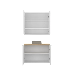 Conjunto de Banheiro Estilare Com Cuba CNJC4033 4 Portas Branco/Carvalho SE