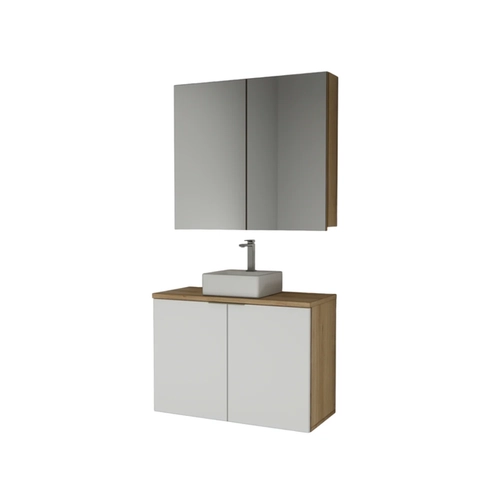 Conjunto de Banheiro Estilare Com Cuba CNJC4033 4 Portas Carvalho/Branco SE