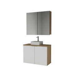 Conjunto de Banheiro Estilare Com Cuba CNJC4033 4 Portas Carvalho/Branco SE