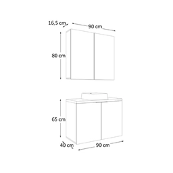 Conjunto de Banheiro Estilare Com Cuba CNJC4033 4 Portas Carvalho/Branco SE