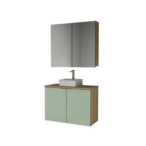 Conjunto de Banheiro Estilare Com Cuba CNJC4033 4 Portas Carvalho/Verde SE
