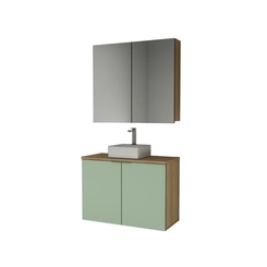 Conjunto de Banheiro Estilare Com Cuba CNJC4033 4 Portas Carvalho/Verde SE