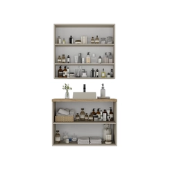 Conjunto de Banheiro Estilare Com Cuba CNJC4033 4 Portas Nude/Carvalho SE