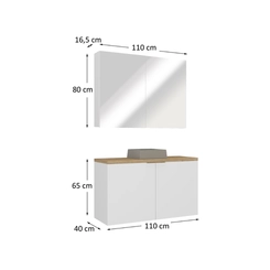 Conjunto de Banheiro Estilare Sem Cuba CNJ4036 4 Portas Branco/Carvalho SE