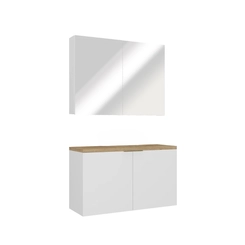 Conjunto de Banheiro Estilare Sem Cuba CNJ4036 4 Portas Branco/Carvalho SE