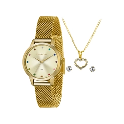 Kit Relógio Analógico Lince Feminino LRG4702L-KO65C1KX Dourado