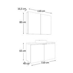 Conjunto de Banheiro Estilare Sem Cuba CNJ4036 4 Portas Carvalho/Branco SE