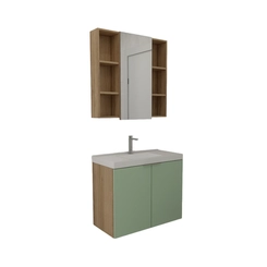 Conjunto de Banheiro Estilare Com Cuba CNJC5005 3 Portas Carvalho/Verde SE