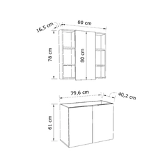 Conjunto de Banheiro Estilare Com Cuba CNJC5005 3 Portas Carvalho/Verde SE
