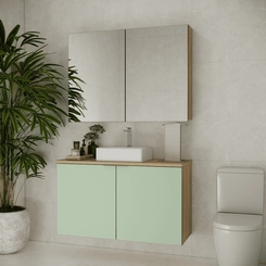 Conjunto de Banheiro Estilare Sem Cuba CNJ4036 4 Portas Carvalho/Verde SE