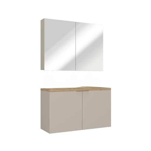 Conjunto de Banheiro Estilare Sem Cuba CNJ4036 4 Portas Nude/Carvalho SE