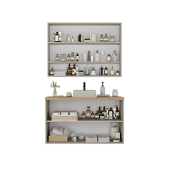 Conjunto de Banheiro Estilare Sem Cuba CNJ4036 4 Portas Nude/Carvalho SE