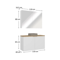 Conjunto de Banheiro Estilare Com Cuba CNJC4036 4 Portas Branco/Carvalho SE