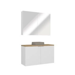 Conjunto de Banheiro Estilare Com Cuba CNJC4036 4 Portas Branco/Carvalho SE
