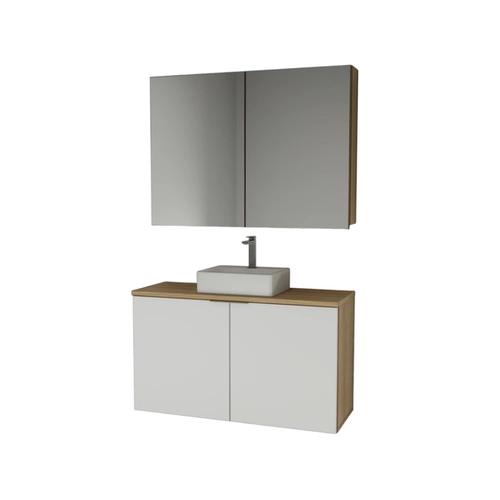Conjunto de Banheiro Estilare Com Cuba CNJC4036 4 Portas Carvalho/Branco SE