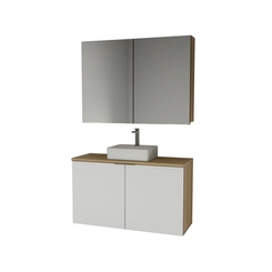 Conjunto de Banheiro Estilare Com Cuba CNJC4036 4 Portas Carvalho/Branco SE