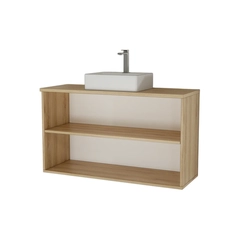 Conjunto de Banheiro Estilare Com Cuba CNJC4036 4 Portas Carvalho/Branco SE