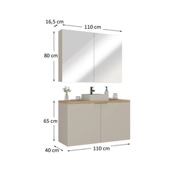 Conjunto de Banheiro Estilare Com Cuba CNJC4036 4 Portas Nude/Carvalho SE