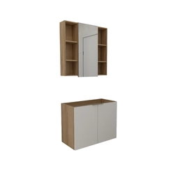 Conjunto de Banheiro Estilare Sem Cuba CNJ5005 3 Portas Carvalho/Branco SE