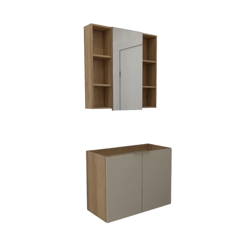 Conjunto de Banheiro Estilare Sem Cuba CNJ5005 3 Portas Carvalho/Nude SE