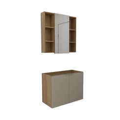 Conjunto de Banheiro Estilare Sem Cuba CNJ5005 3 Portas Carvalho/Nude SE