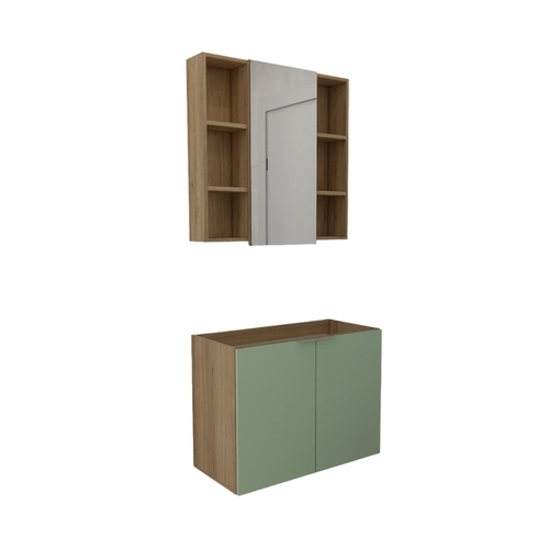 Conjunto de Banheiro Estilare Sem Cuba CNJ5005 3 Portas Carvalho/Verde SE