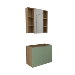 Conjunto de Banheiro Estilare Sem Cuba CNJ5005 3 Portas Carvalho/Verde SE