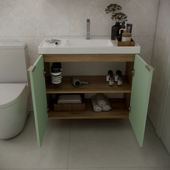 Conjunto de Banheiro Estilare Sem Cuba CNJ5005 3 Portas Carvalho/Verde SE