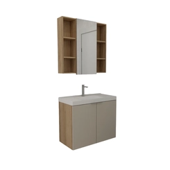 Conjunto de Banheiro Estilare Com Cuba CNJC5005 3 Portas Carvalho/Nude SE