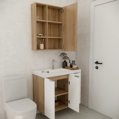 Conjunto de Banheiro Estilare Sem Cuba CNJ5006 3 Portas Carvalho/Branco SE