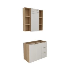 Conjunto de Banheiro Estilare Sem Cuba CNJ5006 3 Portas Carvalho/Branco SE