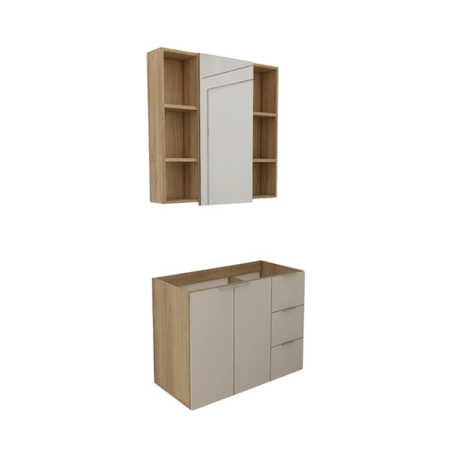 Conjunto de Banheiro Estilare Sem Cuba CNJ5006 3 Portas Carvalho/Nude SE