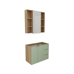 Conjunto de Banheiro Estilare Sem Cuba CNJ5006 3 Portas Carvalho/Verde SE