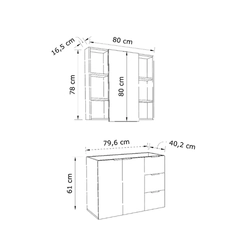 Conjunto de Banheiro Estilare Sem Cuba CNJ5006 3 Portas Carvalho/Verde SE