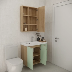 Conjunto de Banheiro Estilare Sem Cuba CNJ5006 3 Portas Carvalho/Verde SE