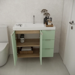 Conjunto de Banheiro Estilare Sem Cuba CNJ5006 3 Portas Carvalho/Verde SE