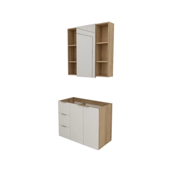 Conjunto de Banheiro Estilare Sem Cuba CNJ5007 3 Portas Carvalho/Branco SE