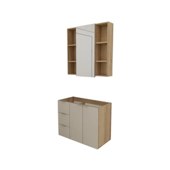 Conjunto de Banheiro Estilare Sem Cuba CNJ5007 3 Portas Carvalho/Nude SE
