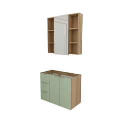 Conjunto de Banheiro Estilare Sem Cuba CNJ5007 3 Portas Carvalho/Verde SE