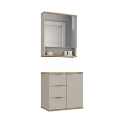 Conjunto de Banheiro Estilare Sem Cuba CNJ4005 3 Portas Nude/Carvalho SE