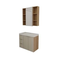 Conjunto de Banheiro Estilare Com Cuba CNJC5007 3 Portas Carvalho/Nude SE
