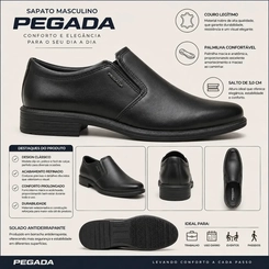 Sapato Masculino Social em Couro Pegada 124778-01 Preto